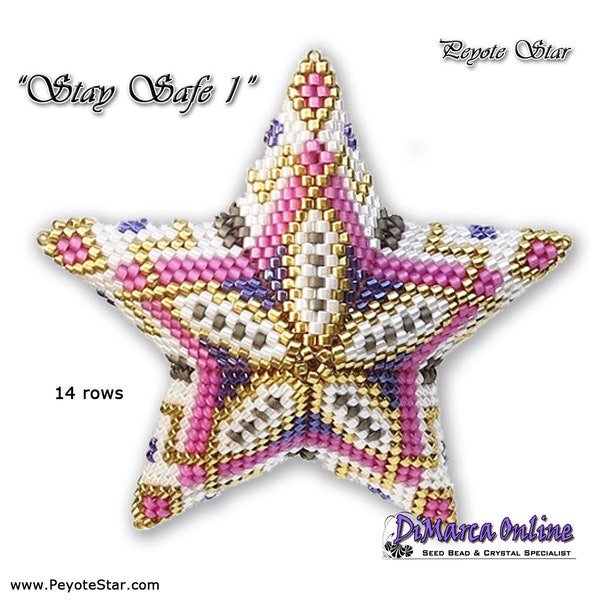 3D Peyote Star Beading Pattern STAY SAFE 1 with Basic Instructions Tutorial