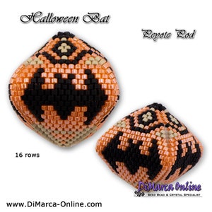 Tutorial 16 rows - 3D Peyote Pod Beading Pattern HALLOWEEN BAT with Basic Instructions Tutorial