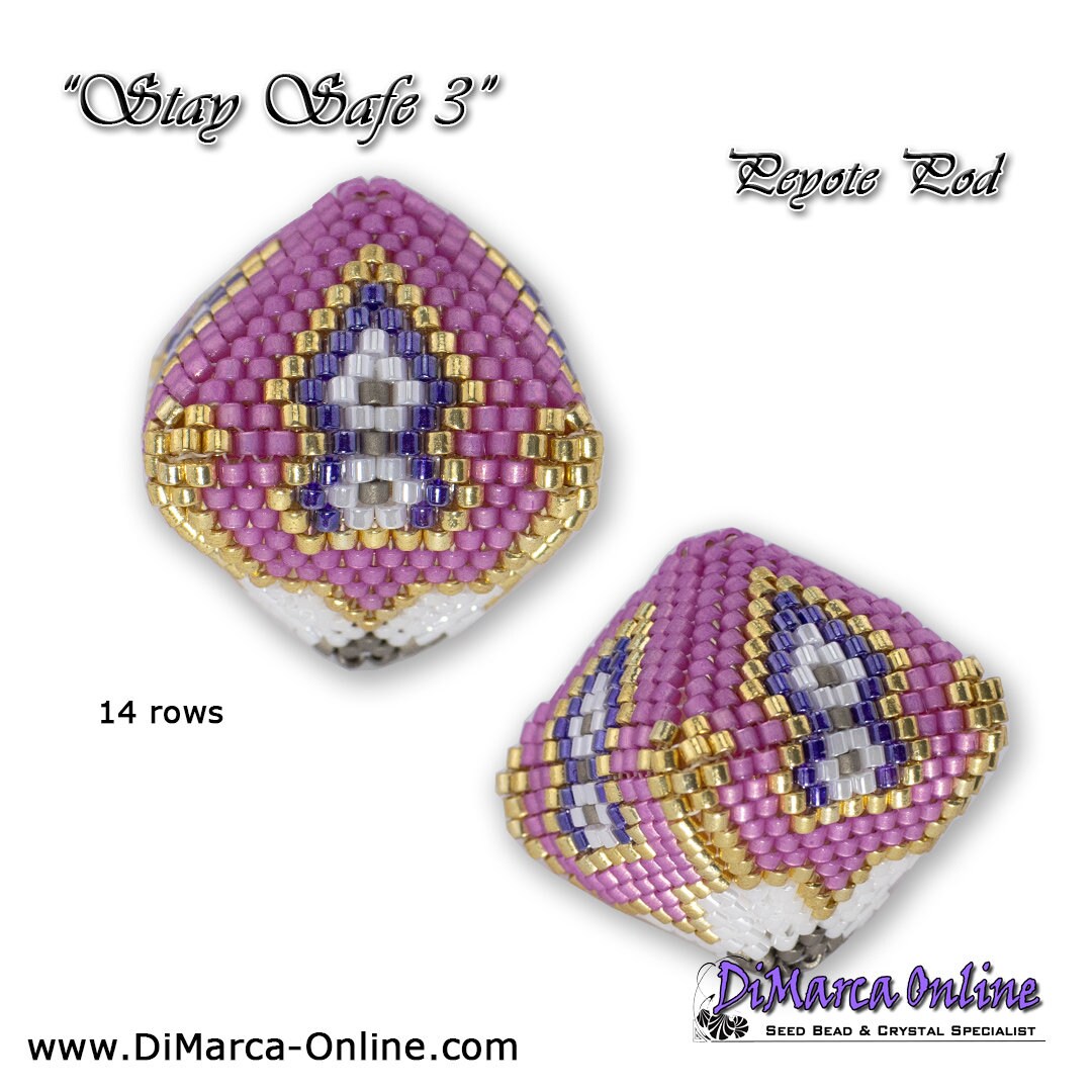 Tutorial 14 Rows - 3D Peyote Pod Beading Pattern STAY SAFE 3 With Basic ...