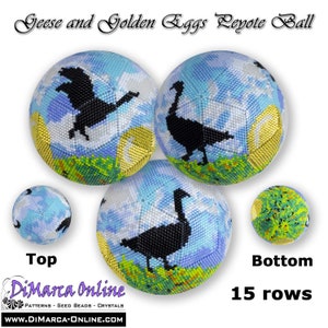 3D Peyote Ball Beading Pattern 15 rows - GEESE and GOLDEN EGGS with Basic Instructions Tutorial