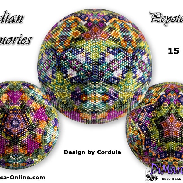 3D Peyote Ball Beading Pattern 15 rows - INDIAN MEMORIES with Basic Instructions Tutorial