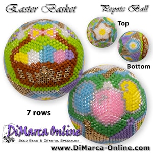 3D Peyote Ball Beading Pattern 7 rows - EASTER BASKET with Basic Instructions Tutorial