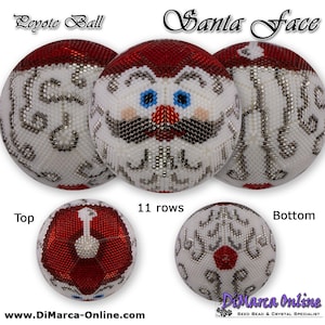 3D Peyote Ball Beading Pattern 11 rows - SANTA&#39;S FACE with Basic Instructions Tutorial