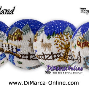 Schema per perline a forma di palla di peyote 3D 15 righe - WINTERLAND con istruzioni di base Tutorial