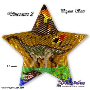 3D Peyote Star Beading Pattern DINOSAURS 2 with Basic Instructions Tutorial