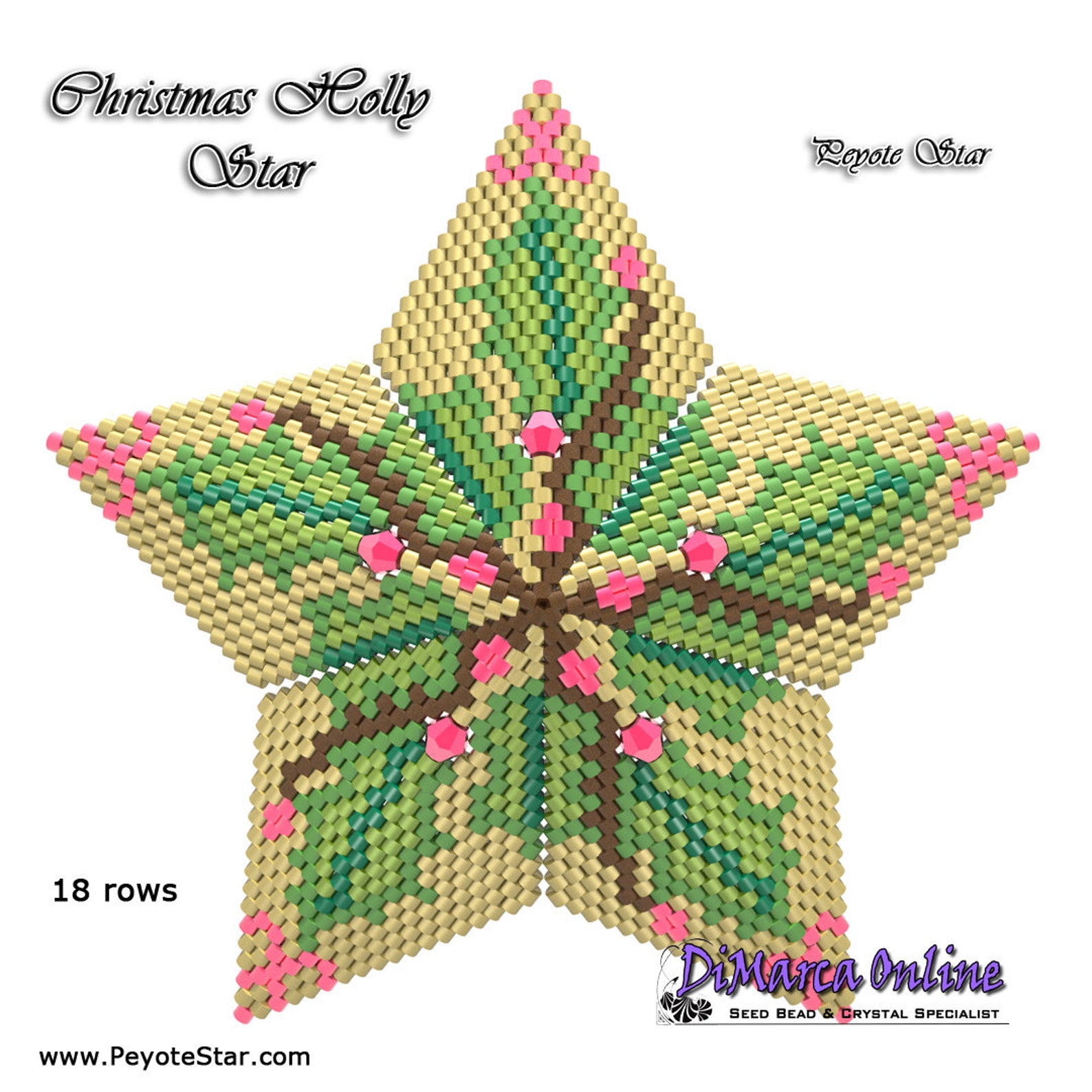 3D Peyote Star Beading Pattern CHRISTMAS HOLLY with Basic Etsy