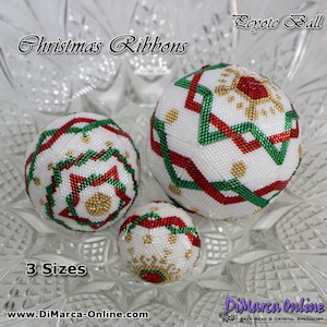 Patrón de cuentas de bolas de peyote 3D 07, 11, 15 filas - CINTAS NAVIDEÑAS 3 TAMAÑOS con instrucciones básicas Tutorial