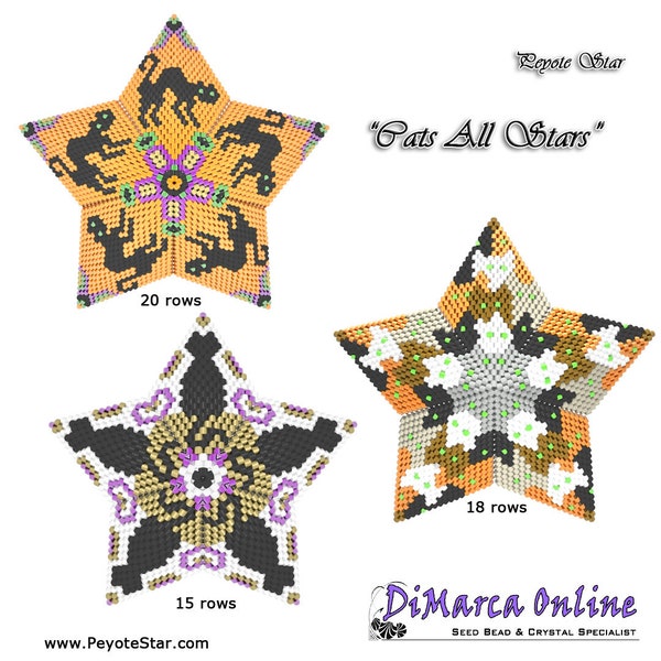 3D PEYOTE STAR Beading Pattern/Tutorial CATS All Stars + Basic Instructions