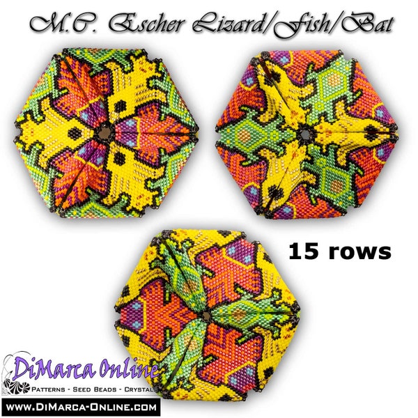 Tutorial 15 rows - 3D Kaleidocycle Beading Pattern/Tutorial M.C. ESCHER Lizard/Fish/Bat with Basic Instructions - NEW Format