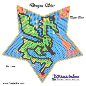 3D PEYOTE STAR Beading Pattern DRAGON with Basic Instructions Tutorial