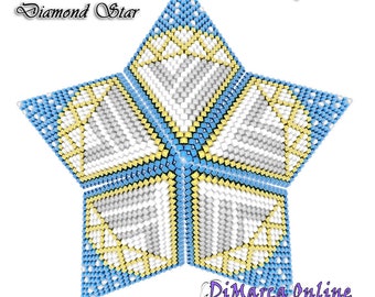 3D PEYOTE STAR Beading Pattern/Tutorial DIAMOND + Basic Instructions