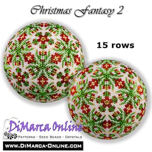 3D Peyote Ball Beading Pattern 15 rows - CHRISTMAS FANTASY 2 with Basic Instructions Tutorial