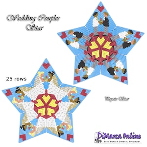 3D Peyote Star Beading Pattern 2 x WEDDING COUPLES with Basic Instructions Tutorial