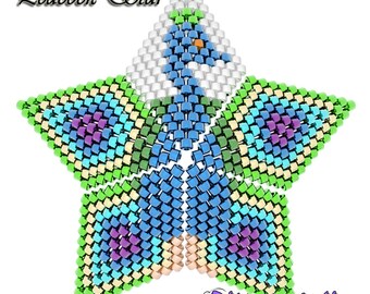 Beading Pattern/Tutorial Peacock 3D PEYOTE STAR + Basic Instructions