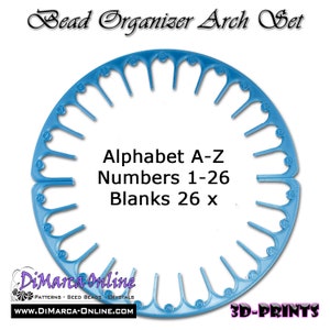 Ensemble d'arcs de rangement de perles 26 cm (26 emplacements) - Alphabet, chiffres ou blancs - 26 cm/10,2 pouces - Imprimé 3D