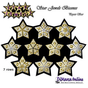 3D Peyote Star Beading Pattern 10 STAR JEWELS BICONES with Basic Instructions Tutorial