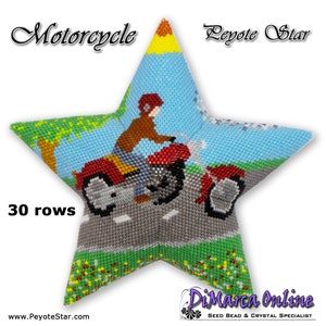 Tutorial 30 rows - 3D PEYOTE STAR Beading Pattern MOTORCYCLE Star + Basic Instructions