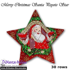 Tutorial de 30 filas - Patrón de abalorios de estrella de peyote 3D FELIZ NAVIDAD SANTA con instrucciones básicas