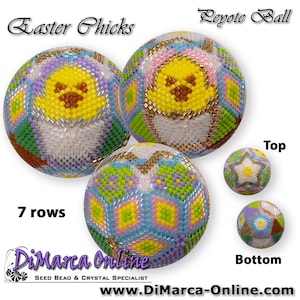 3D Peyote Ball Beading Pattern 7 rows - EASTER CHICKS with Basic Instructions Tutorial