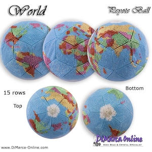 3D Peyote Ball Beading Pattern 15 rows - WORLD with Basic Instructions Tutorial