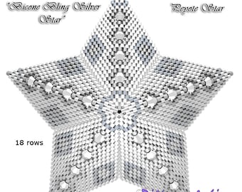 3D PEYOTE STAR Beading Pattern/Tutorial BICONE Bling Silver Star + Basic Instructions