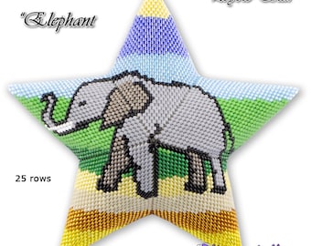 Schema per perline a forma di stella in peyote 3D ELEFANTE - con istruzioni di base - Tutorial - 2 LATI DIVERSI