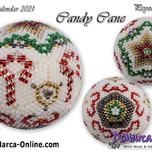 Patrón de cuentas de bolas de peyote 3D de 7 filas: bastón de caramelo con instrucciones básicas Tutorial