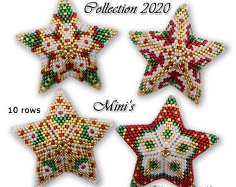 3D Peyote Star Beading Pattern CHRISTMAS COLLECTION 2020 MINI Stars x 4 with Basic Instructions Tutorial