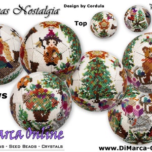 3D Peyote Ball Beading Pattern 15 rows - CHRISTMAS NOSTALGIA with Basic Instructions Tutorial