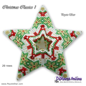 May include: A red, green, gold, and white beaded star ornament with 20 rows. The star is a Christmas classic and is perfect for adding a touch of festive cheer to your home.