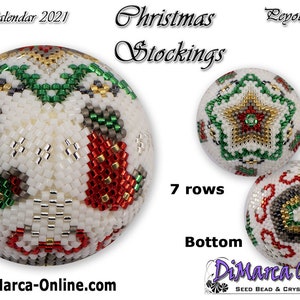 3D Peyote Ball Beading Pattern 7 rows - CHRISTMAS STOCKINGS with Basic Instructions Tutorial