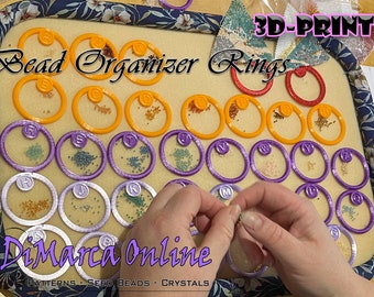 BEAD ORGANIZER RINGS - Alphabet, Numbers or Blanks - 3D Printed