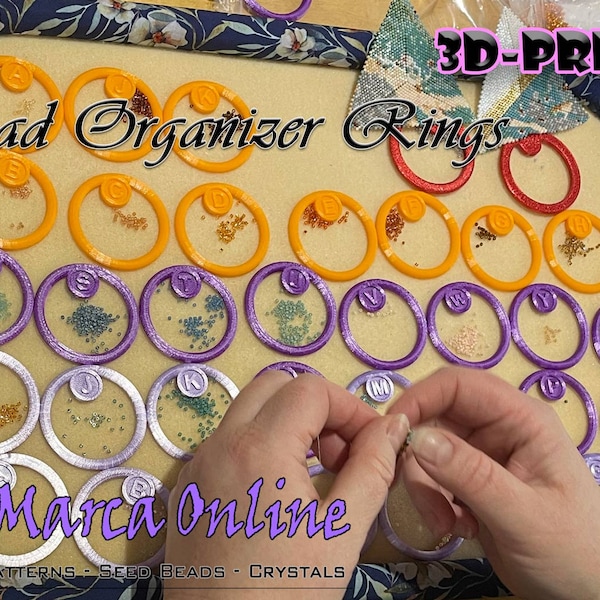 BEAD ORGANIZER RINGS - Alphabet, Numbers or Blanks - 3D Printed