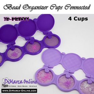 Bead Organizer CUPS CONNECTED - 04 Cups - Alphabet, Numbers or Blanks with Lid