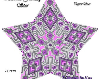 3D Peyote STAR-pärlmönster VICTORIAN FANTASY med grundläggande instruktioner handledning
