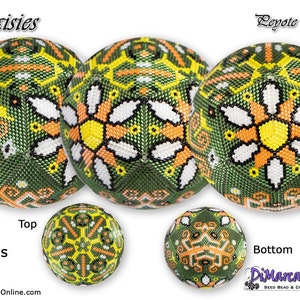 3D Peyote Ball Beading Pattern 15 rows - DAISIES with Basic Instructions Tutorial