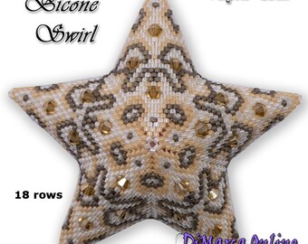 3D PEYOTE STAR Beading Pattern/Tutorial BICONE Swirl Star + Basic Instructions