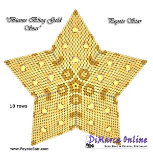 3D PEYOTE STAR Beading Pattern/Tutorial BICONE Bling Gold Star + Basic Instructions