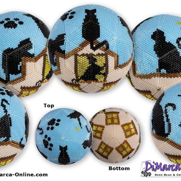 3D Peyote Ball Beading Pattern 15 rows - CATS with Basic Instructions Tutorial