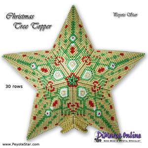 3D Peyote Star Beading Pattern CHRISTMAS TREE TOPPER Star with Basic Instructions Tutorial