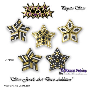 3D Peyote Star Beading Pattern 5 STAR JEWELS Art Deco Addition with Basic Instructions Tutorial
