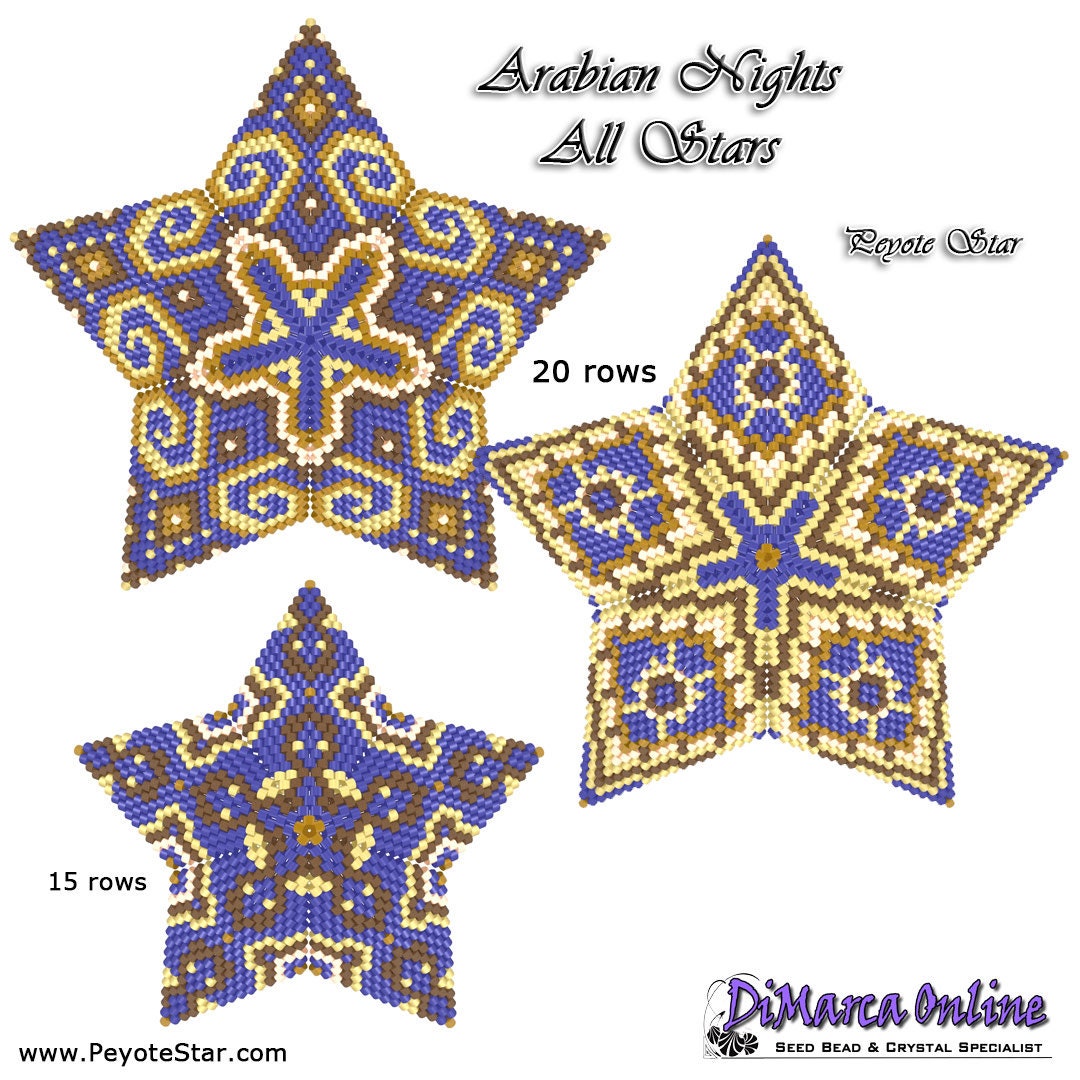 3D Peyote Star Beading Pattern ARABIAN NIGHTS ALL Stars with -  Portugal