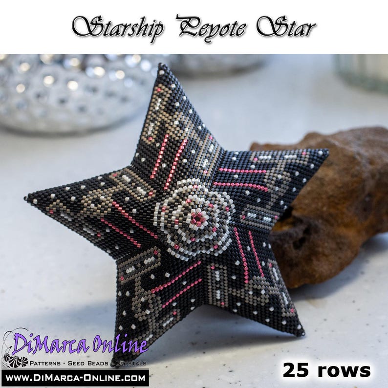Tutorial 25 rows - 3D Peyote Star Beading Pattern STARSHIP with Basic Instructions image 2