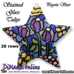 Tutoriel 20 rangs - Motif de perles étoile peyotl 3D VITRAIL TULIPES Étoile avec instructions de base