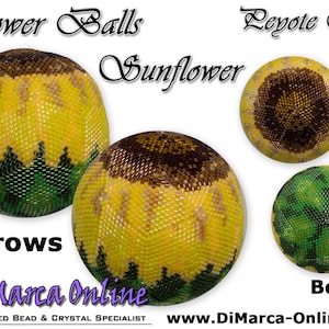 3D Peyote Ball Beading Pattern 11 rows - SUNFLOWER with Basic Instructions Tutorial