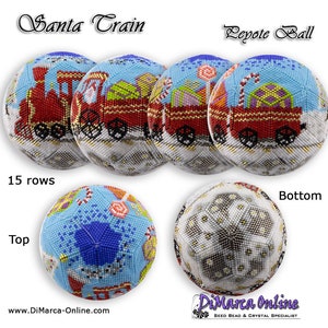 3D Peyote Ball Beading Pattern 15 rows - SANTA TRAIN with Basic Instructions Tutorial