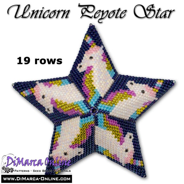 Tutorial 19 rows - 3D Peyote Star Beading Pattern UNICORN with Basic Instructions