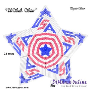 Tutorial 23 rows - 3D Peyote Star Beading Pattern USA STAR with Basic Instructions