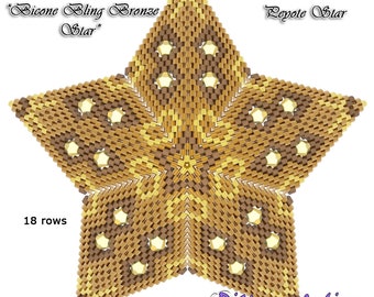 3D PEYOTE STAR Beading Pattern/Tutorial BICONE Bling Bronze Star + Basic Instructions