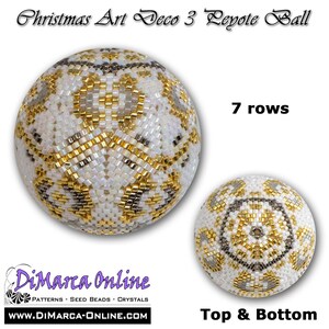 Patrón de abalorios de bolas de peyote 3D de 7 filas - ART DECO NAVIDEÑO 3 con tutorial de instrucciones básicas